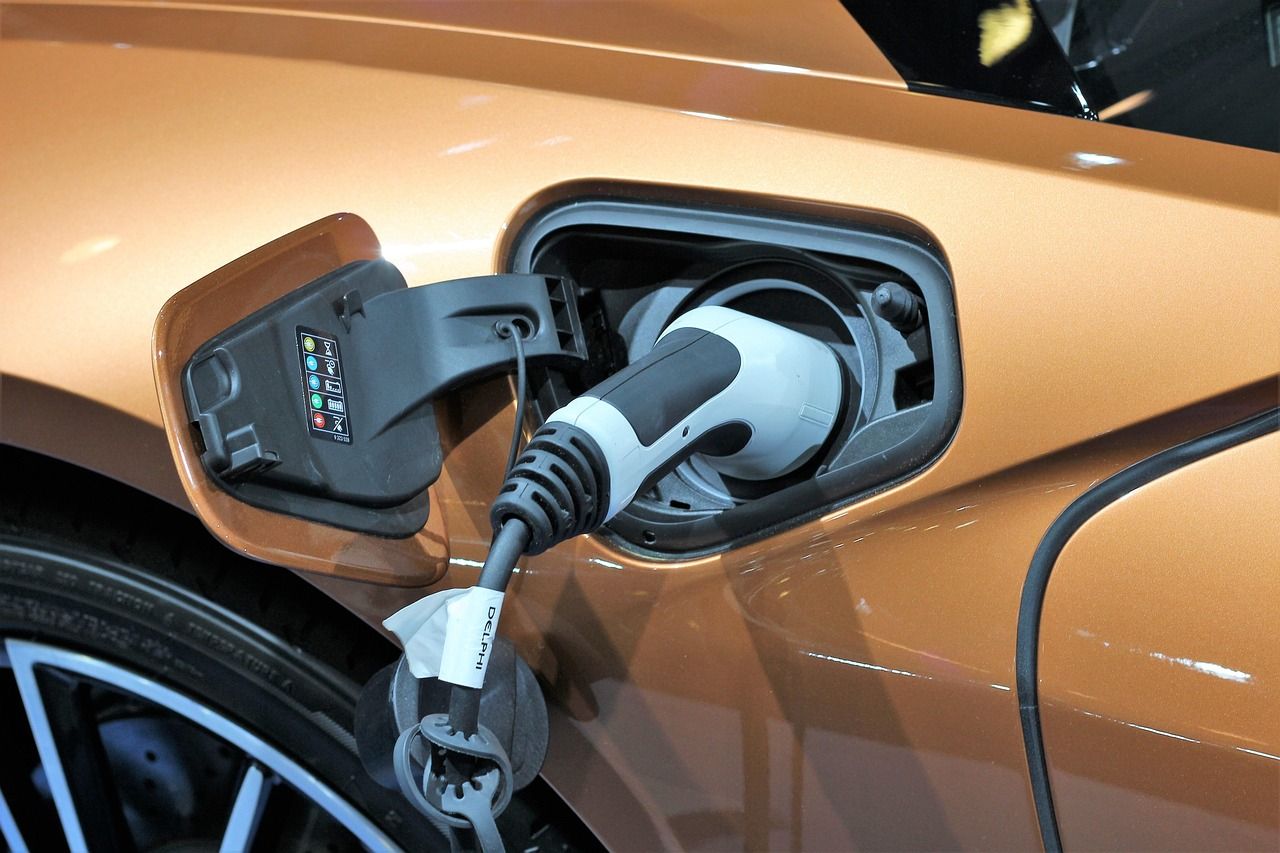 Charging cable plugged into an electric car